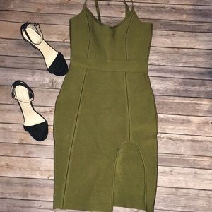 Olive green cocktail dress